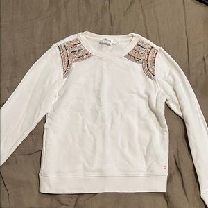 Bonpoint Ivory Sweater with Colorful Shoulder Details